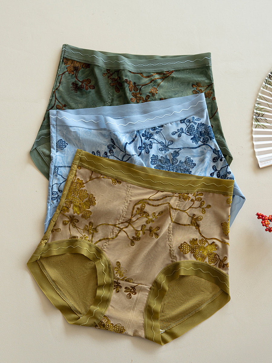 6 Pieces Women Flower Jacquard High Waist Underwear
