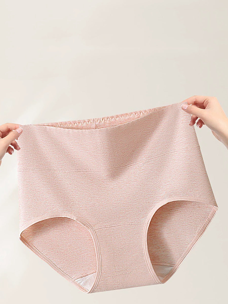 5 Pieces Women Pure Color High Waist Cotton Underwear