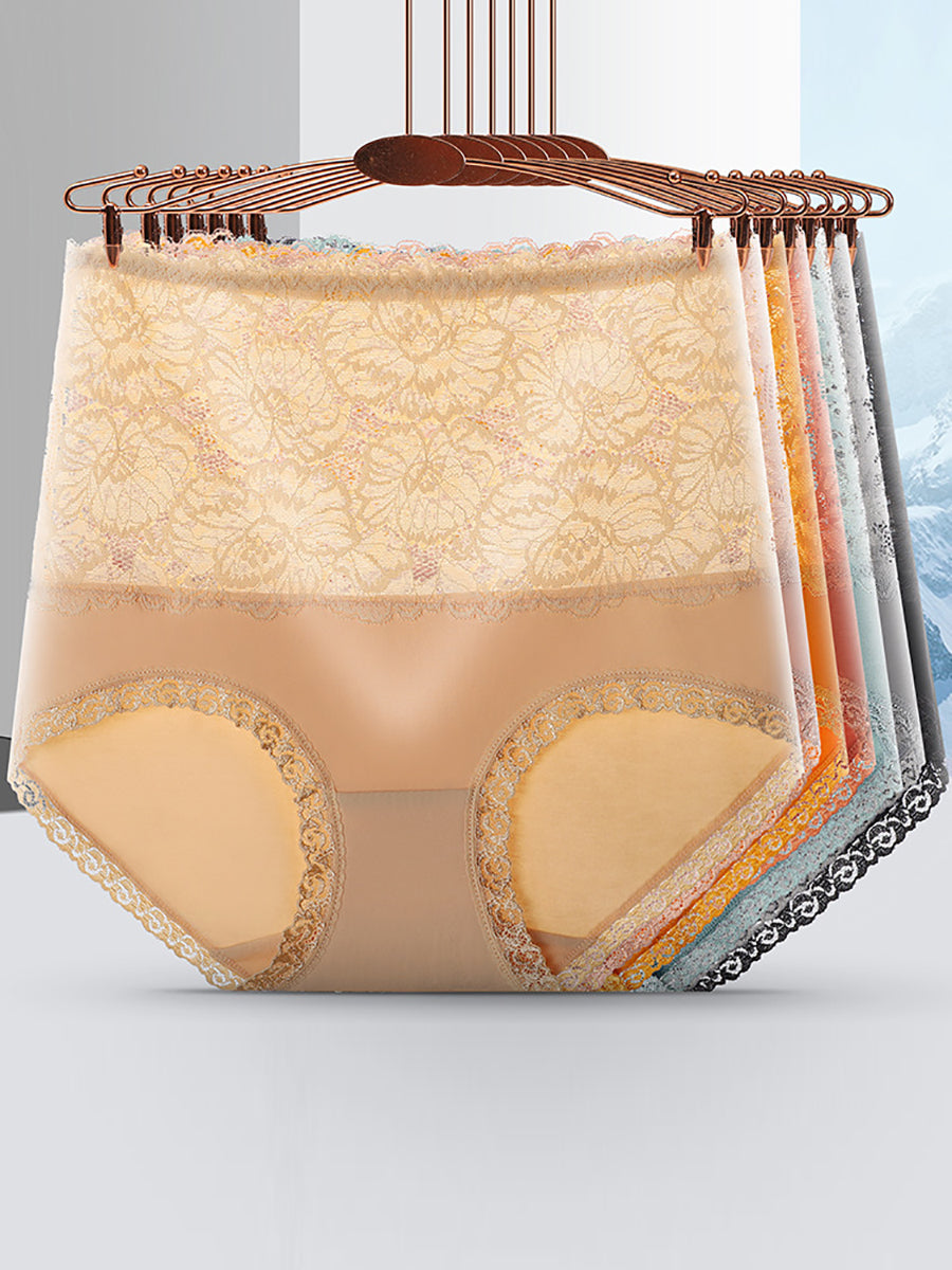 4 Pieces Women Artsy Lace High Waist Underwear