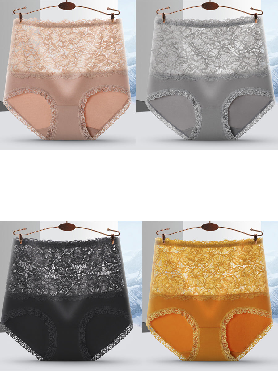 4 Pieces Women Artsy Lace High Waist Underwear