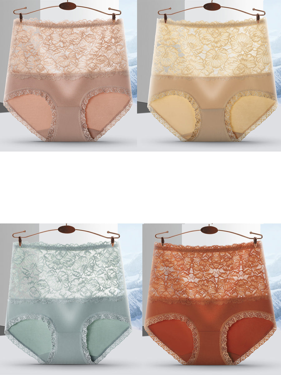 4 Pieces Women Artsy Lace High Waist Underwear