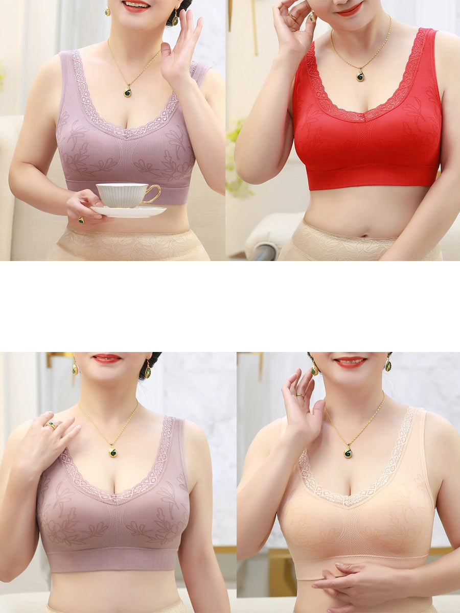 4 Pieces Women Artsy Flower One-piece Bra