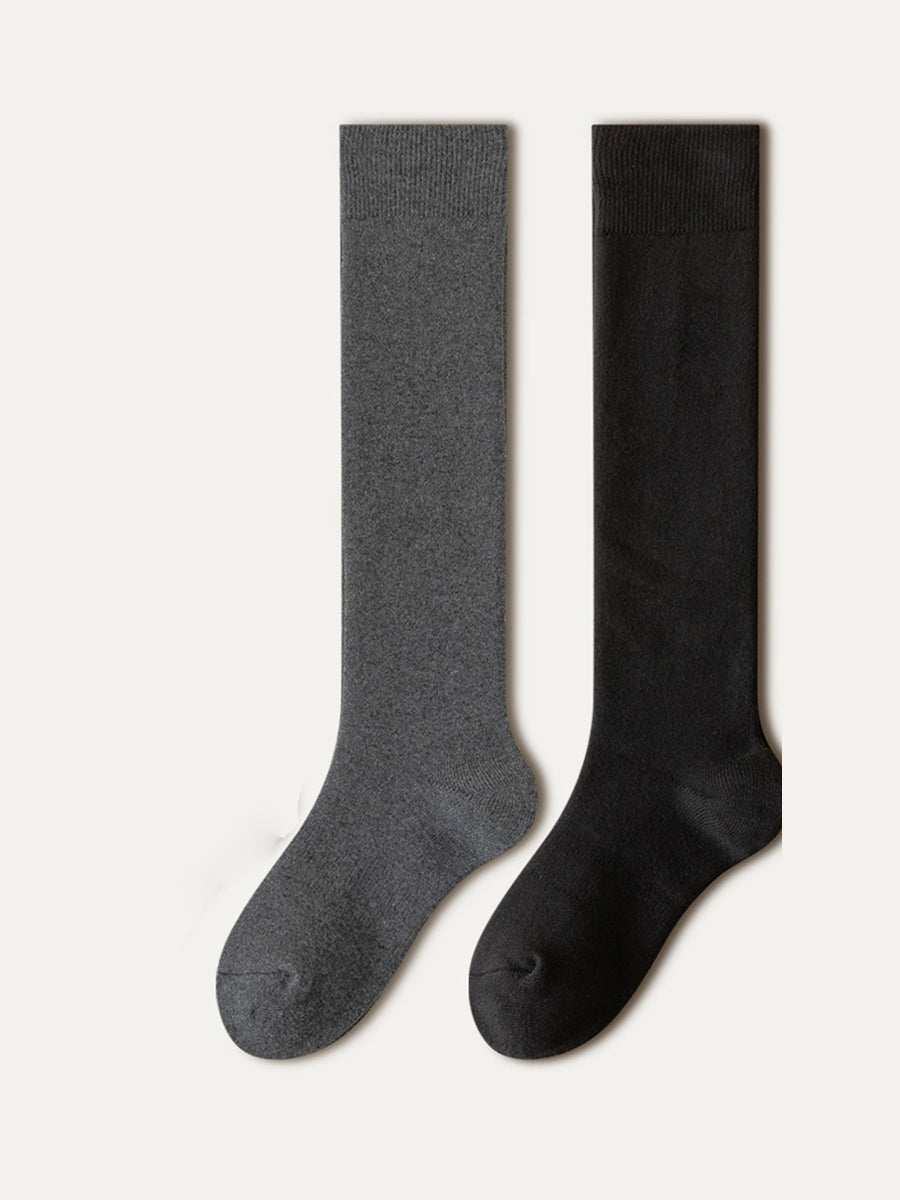 2 Pairs Women Artsy Pure Color Long Socks