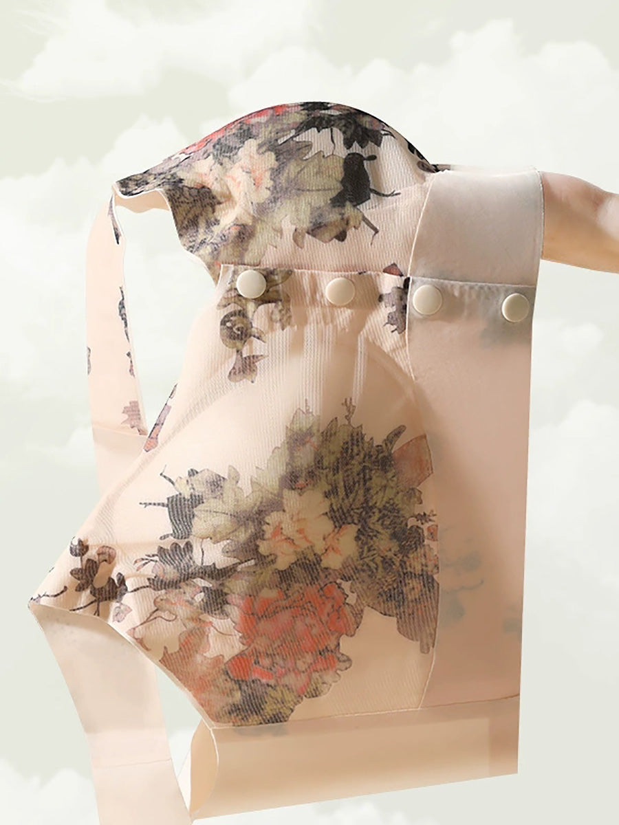 3 Pieces Women Artsy Flower Front-buckle Wireless Bra
