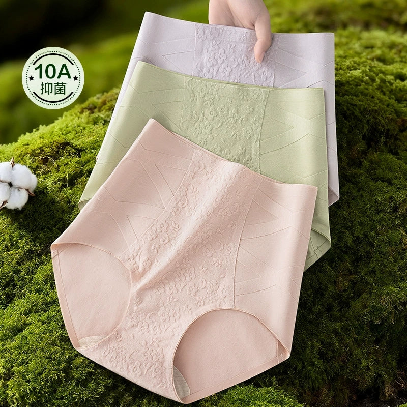 4 Pieces Women Artsy Jacquard High Waist Underwear