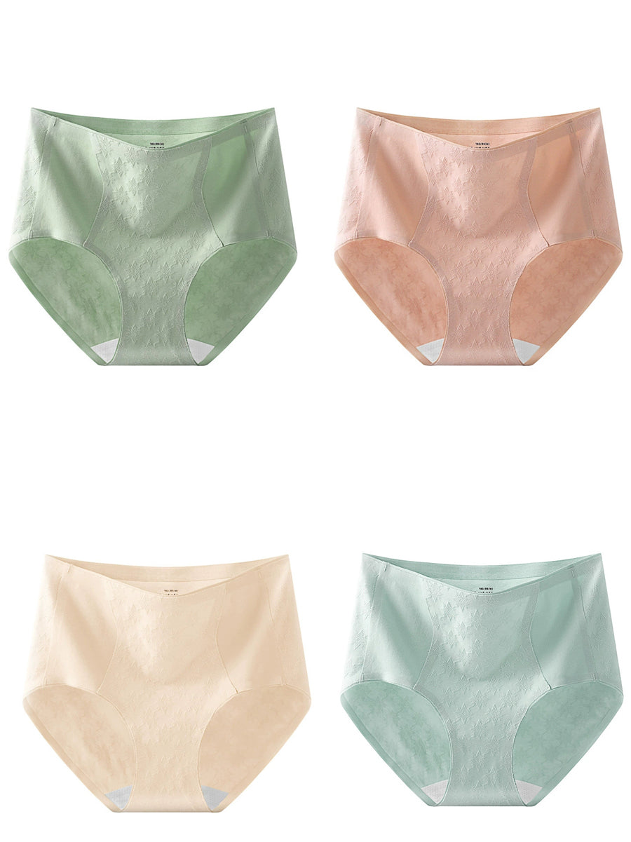 4 Pieces Women Artsy Jacquard High Waist Underwear