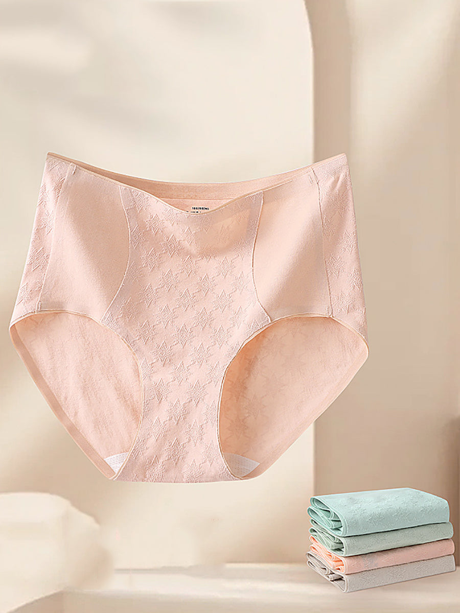 4 Pieces Women Artsy Jacquard High Waist Underwear