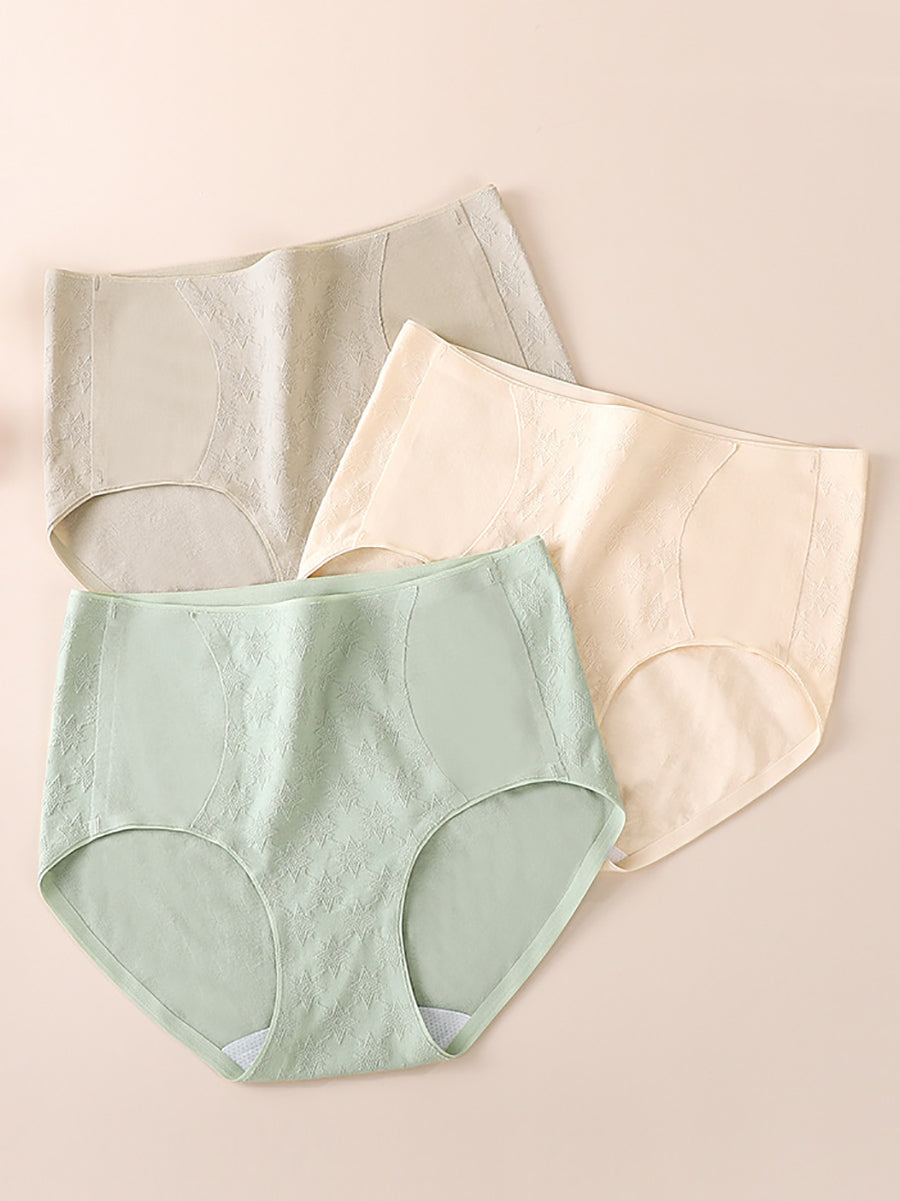4 Pieces Women Artsy Jacquard High Waist Underwear