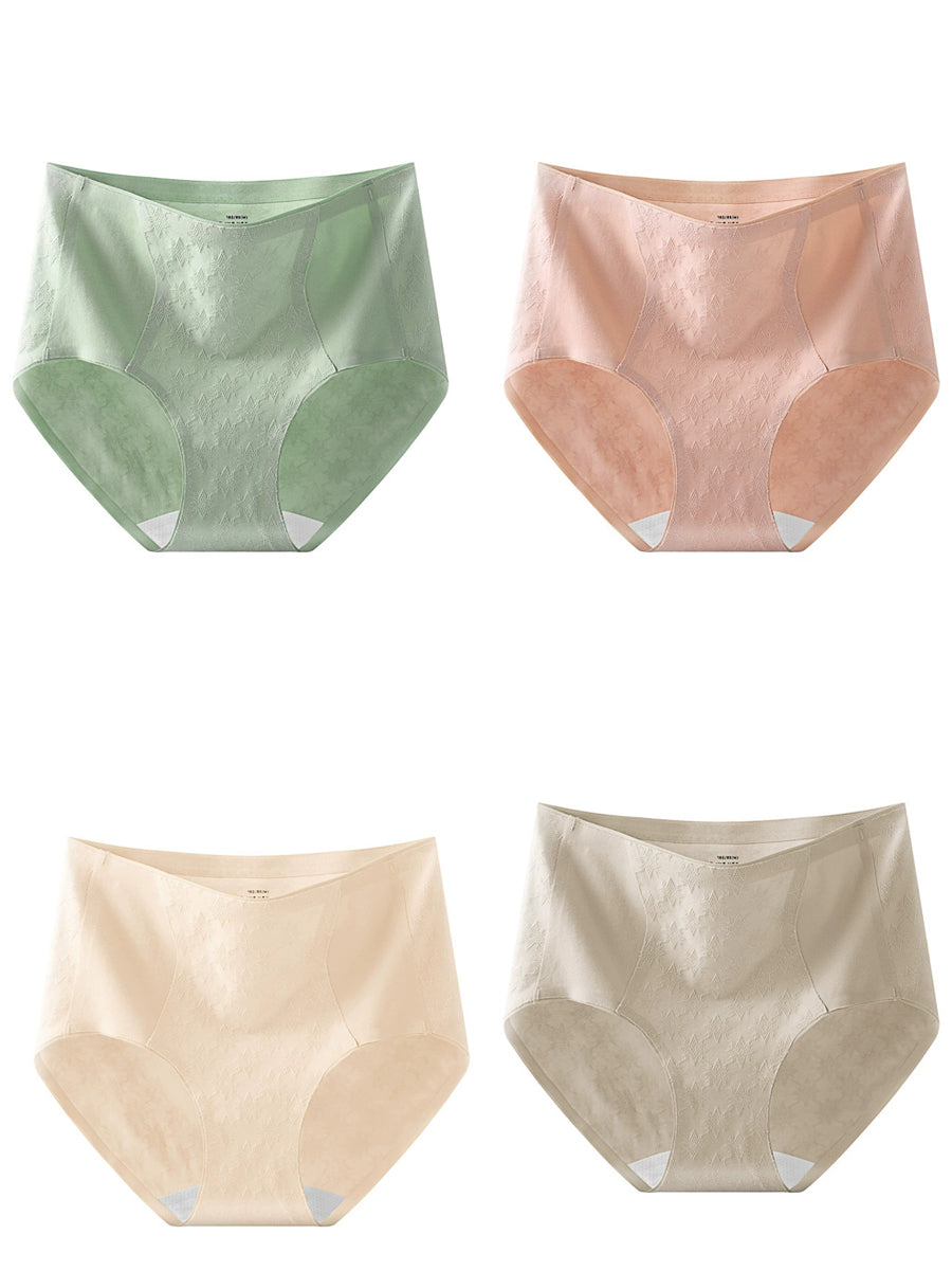 4 Pieces Women Artsy Jacquard High Waist Underwear