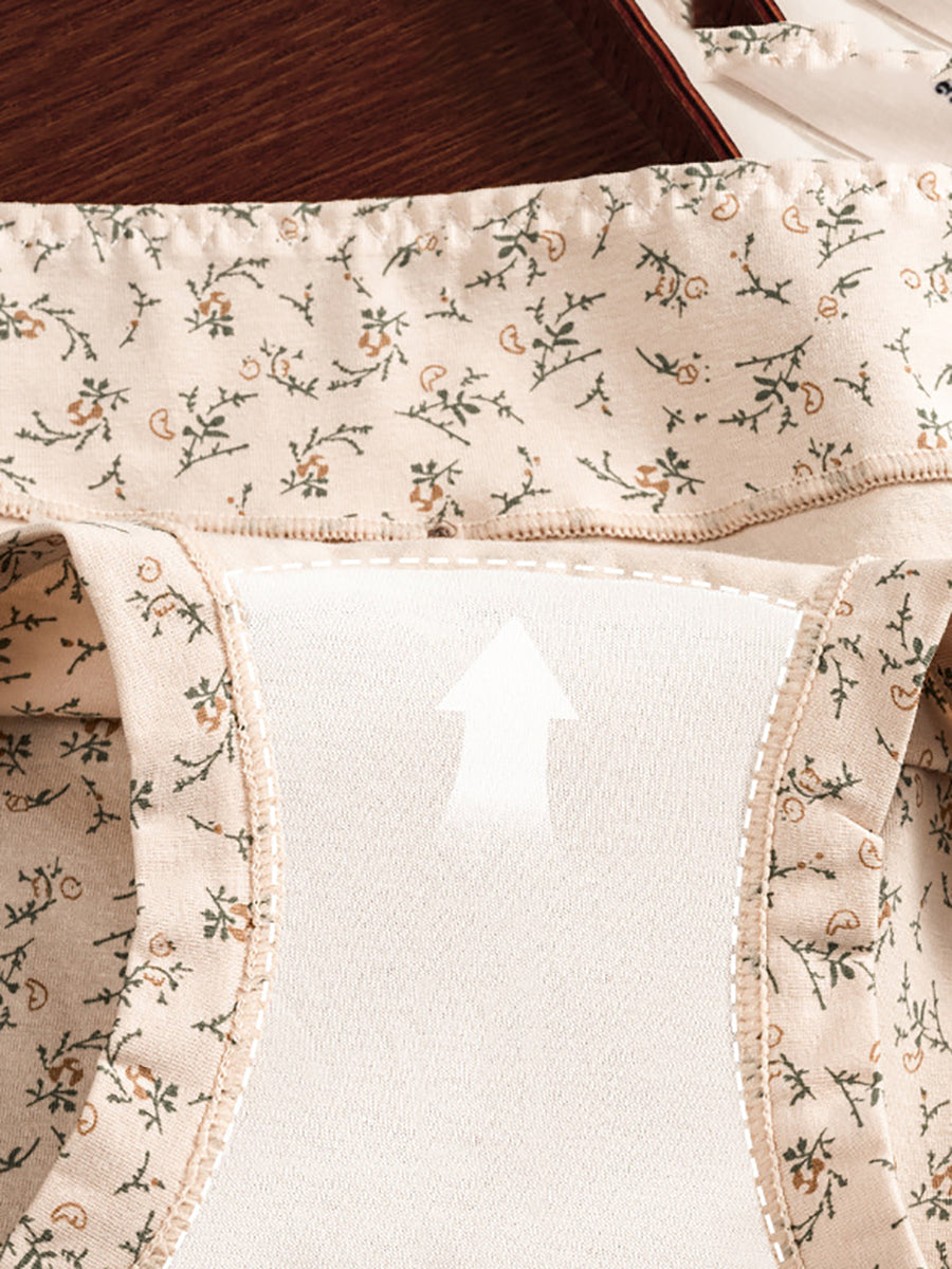 4 Pieces Women Artsy Floral High Waist Underwear