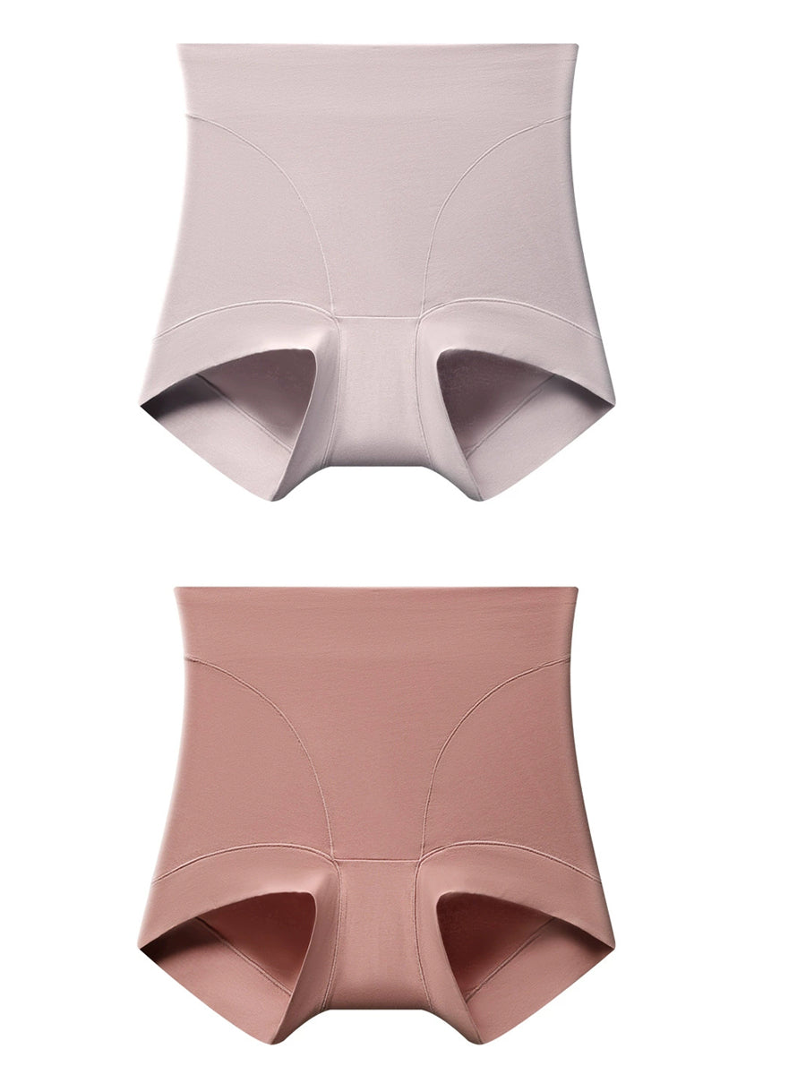 2 Pieces Women Artsy Pure Color High Waist Underwear
