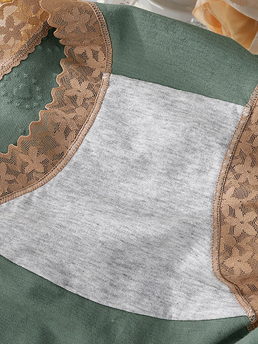 4 Pieces Women Artsy Lace Spliced High Waist Underwear