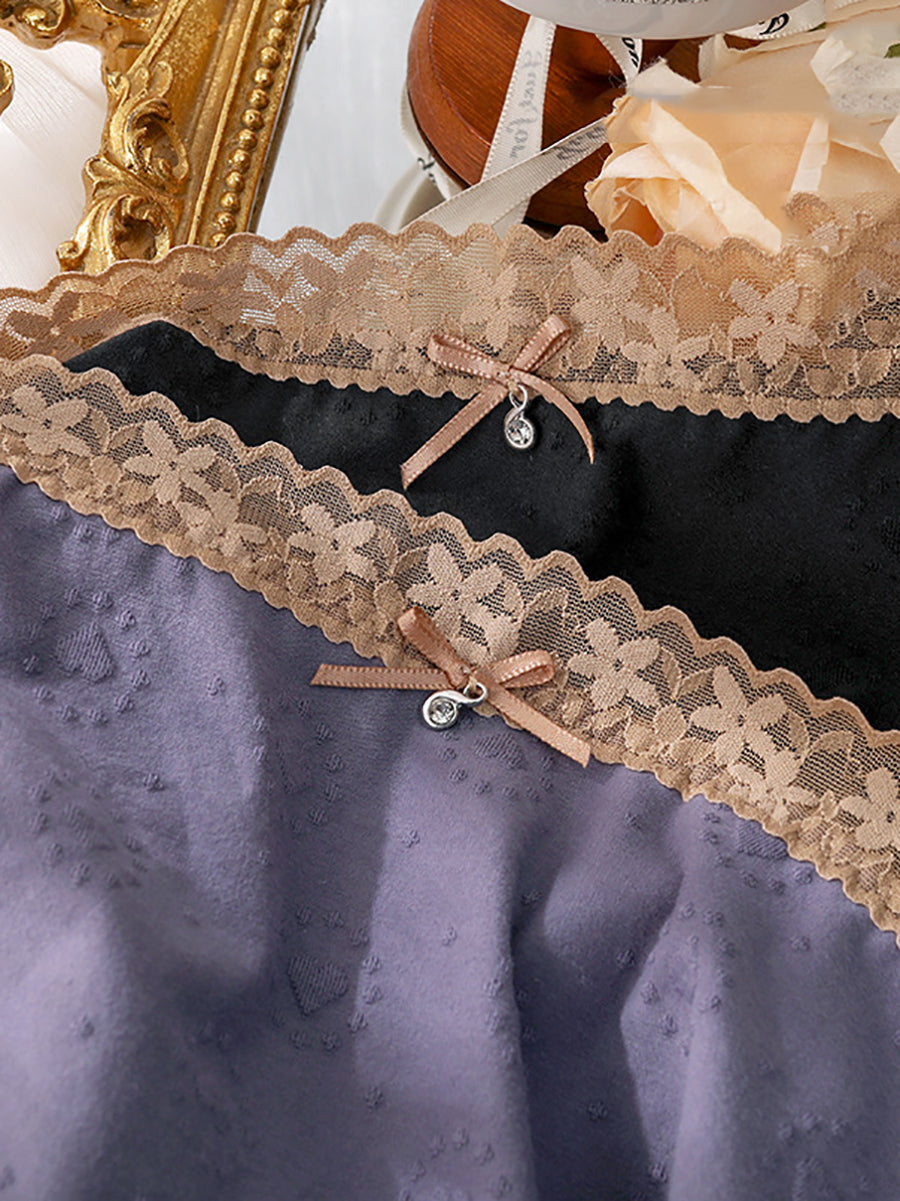 4 Pieces Women Artsy Lace Spliced High Waist Underwear