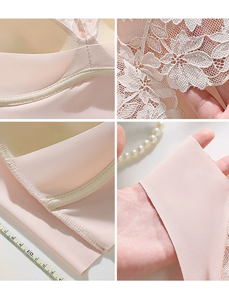 3 Pieces Women Artsy Lace One-piece Wireless Bra