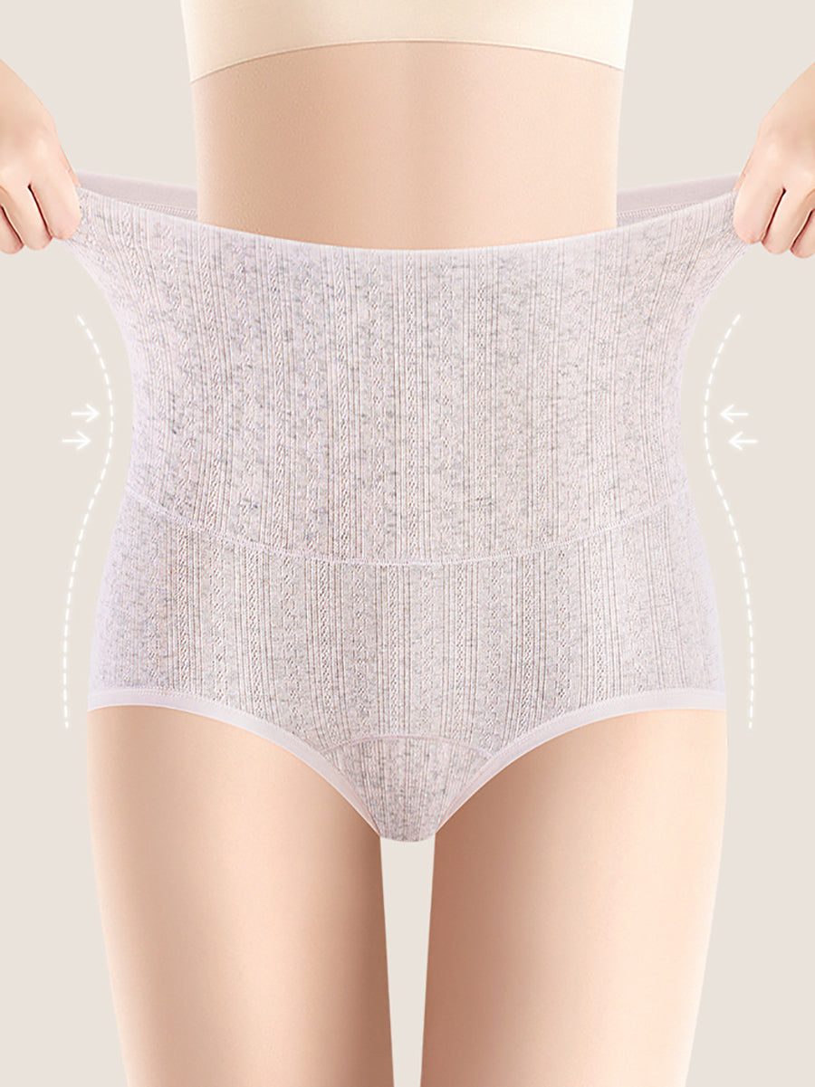 4 Pieces Women Artsy Pure Color High Waist Underwear