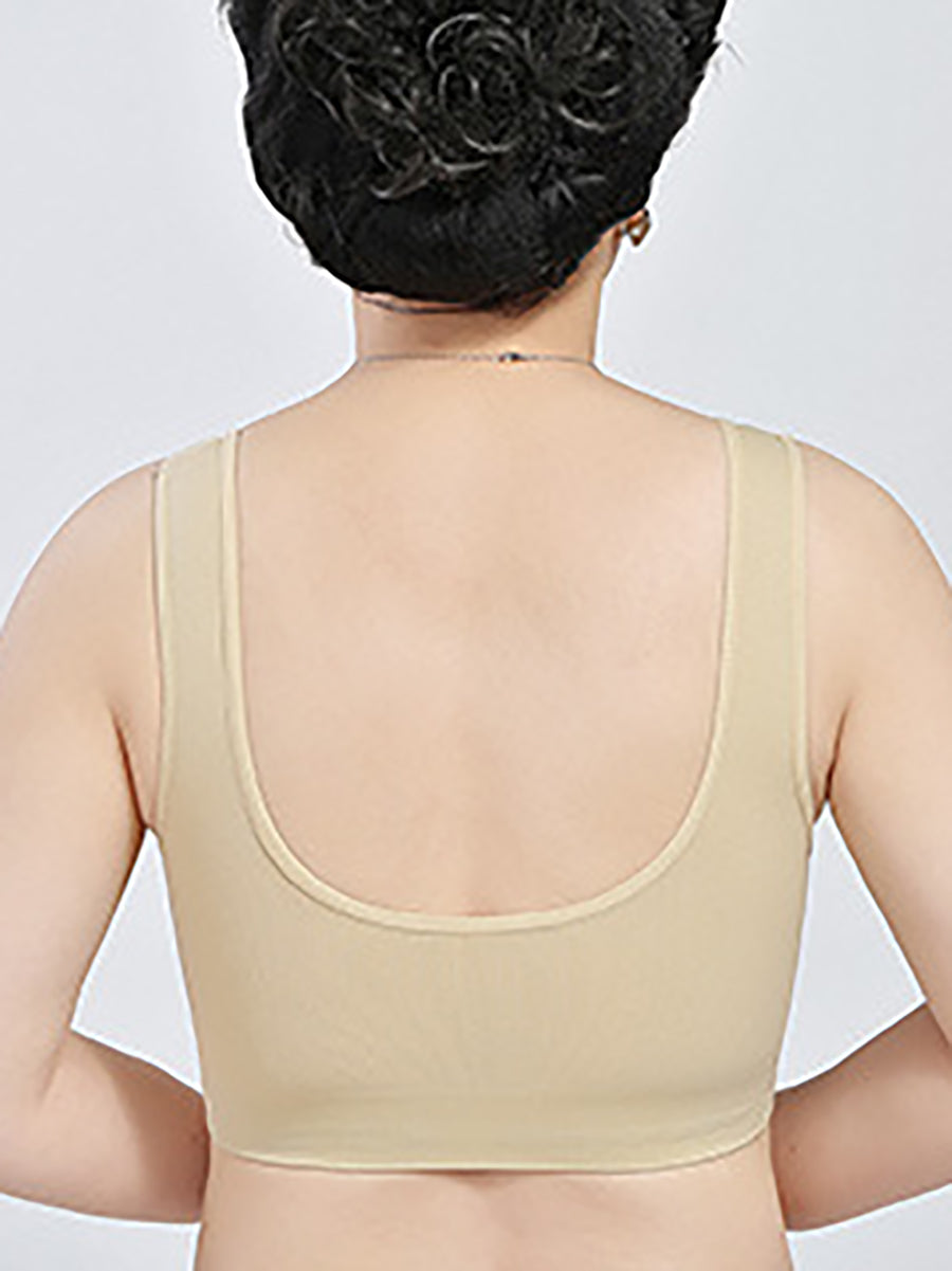 4 Pieces Women Casual Pure Color One-piece Wireless Bra
