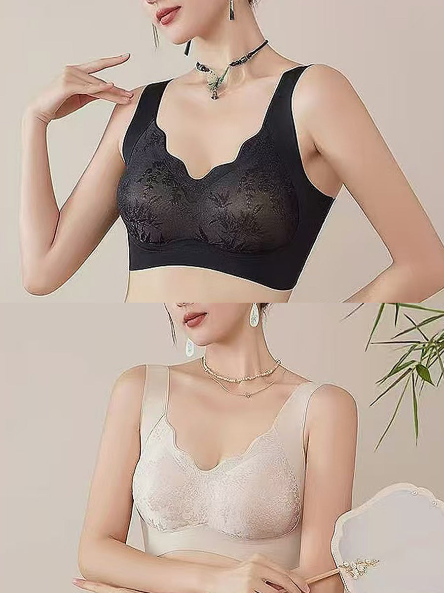 2 Pieces Women Casual Bamboo One-piece Wireless Bra