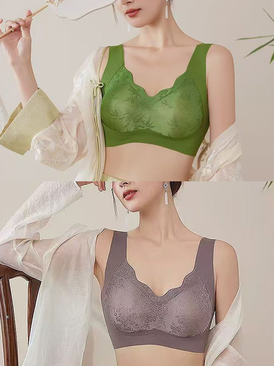 2 Pieces Women Casual Bamboo One-piece Wireless Bra