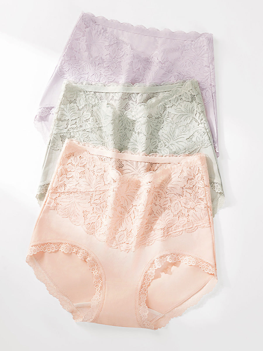4 Pieces Women Artsy Lace High Waist Underwear