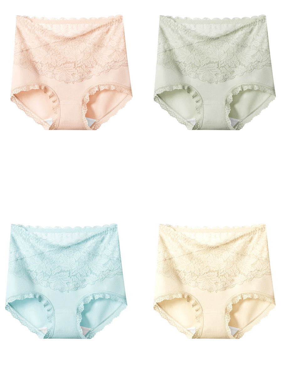 4 Pieces Women Artsy Lace High Waist Underwear