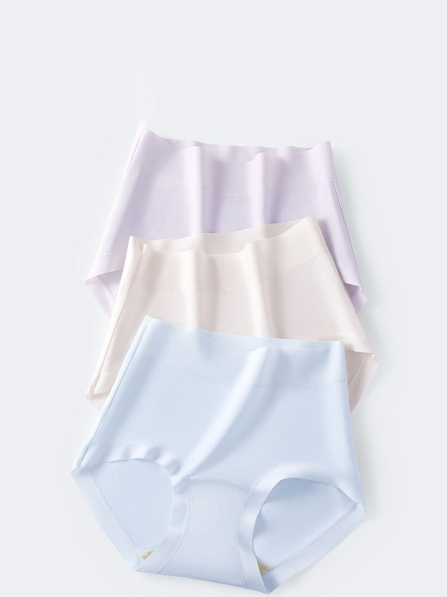 4 Pieces Women Artsy Pure Color High Waist Underwear