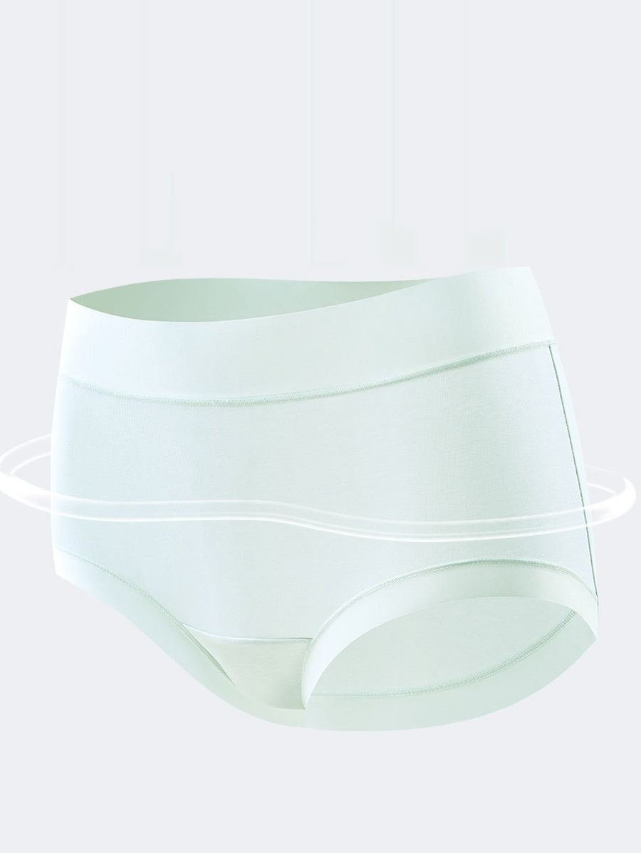 4 Pieces Women Artsy Pure Color High Waist Underwear