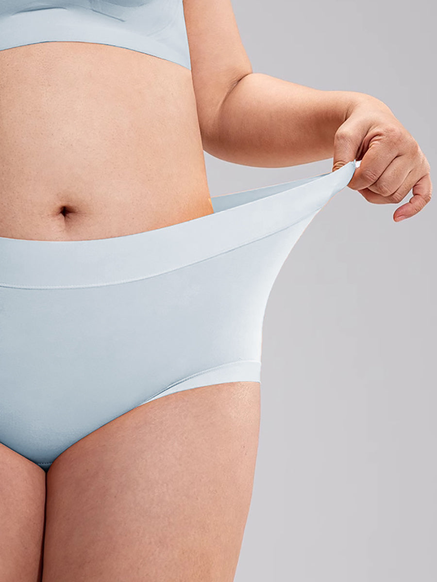 4 Pieces Women Artsy Pure Color High Waist Underwear