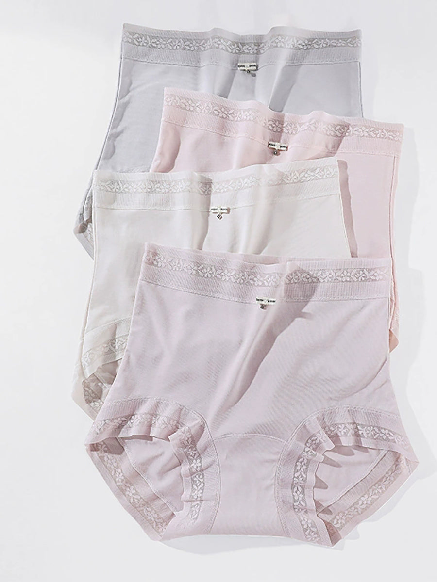 4 Pieces Women Artsy Lace High Waist Underwear