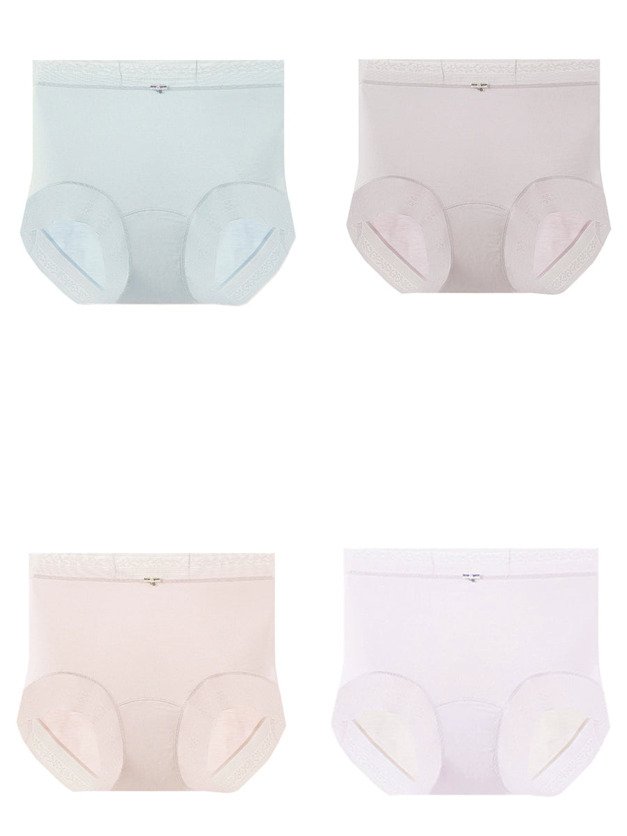 4 Pieces Women Artsy Lace High Waist Underwear