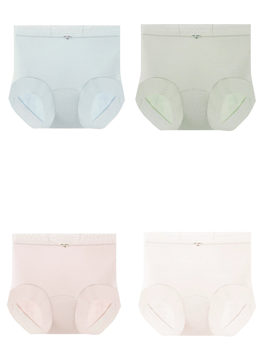 4 Pieces Women Artsy Lace High Waist Underwear