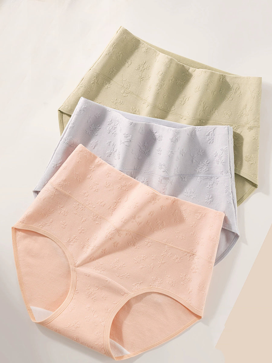 4 Pieces Women Artsy Jacquard High Waist Underwear