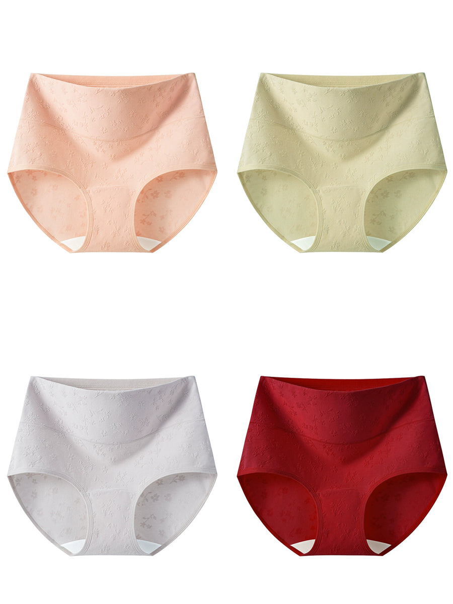 4 Pieces Women Artsy Jacquard High Waist Underwear