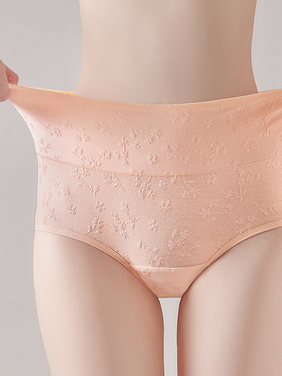 4 Pieces Women Artsy Jacquard High Waist Underwear