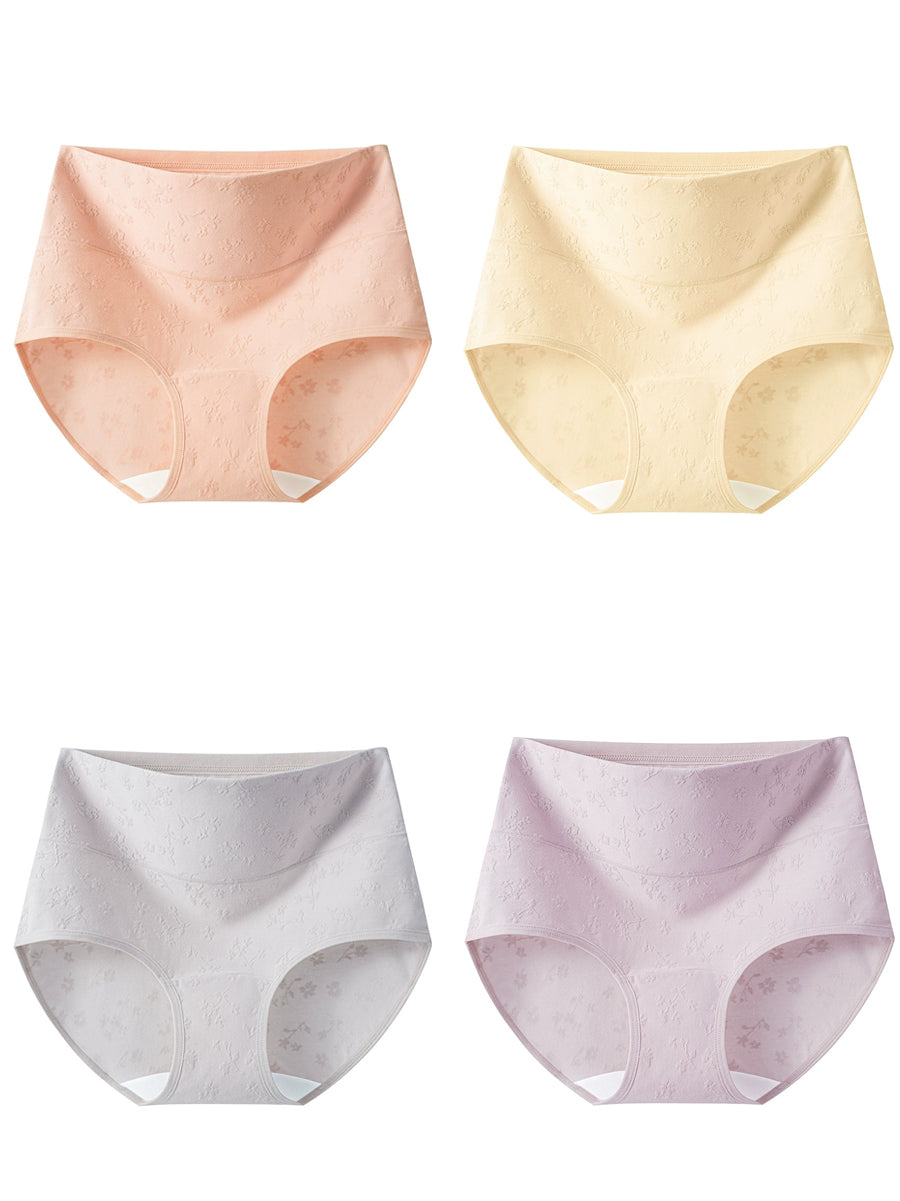 4 Pieces Women Artsy Jacquard High Waist Underwear