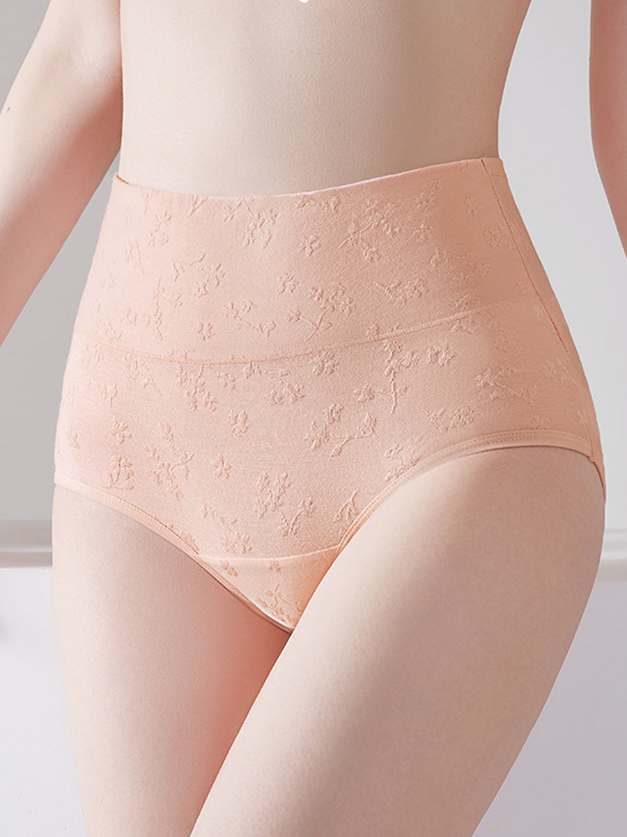 4 Pieces Women Artsy Jacquard High Waist Underwear
