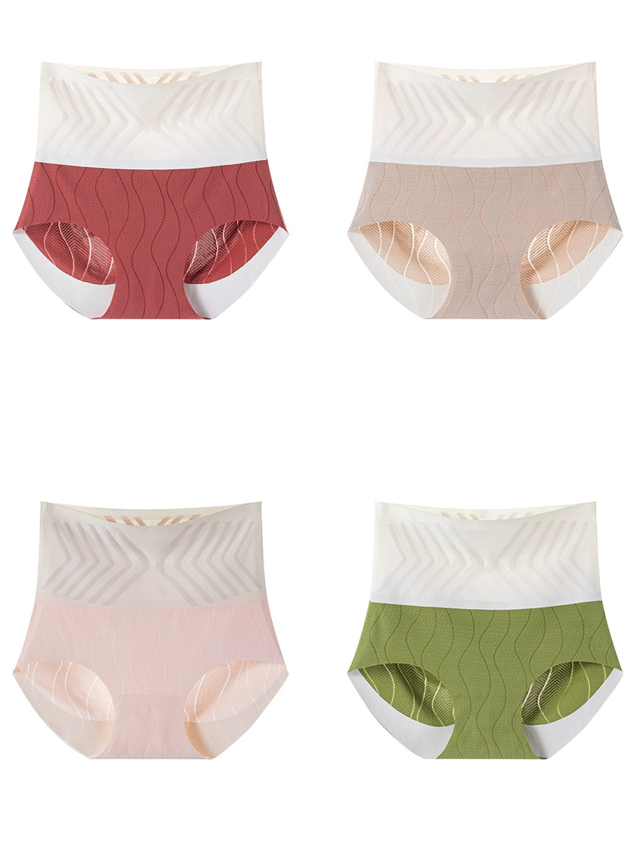 4 Pieces Women Artsy Colorblock High Waist Underwear
