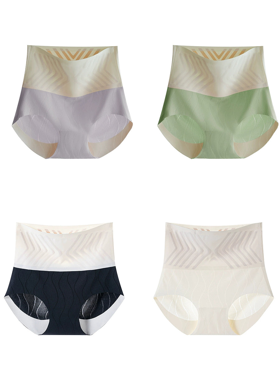 4 Pieces Women Artsy Colorblock High Waist Underwear