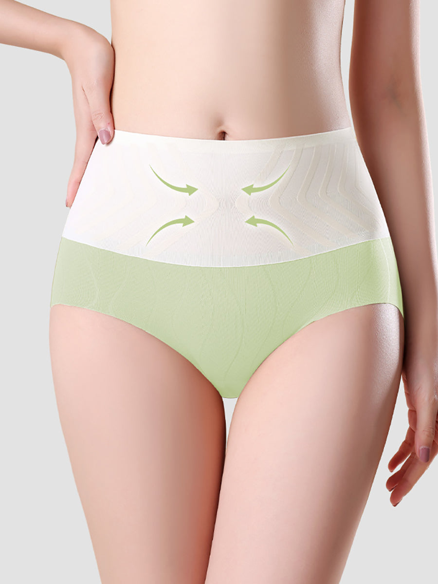 4 Pieces Women Artsy Colorblock High Waist Underwear