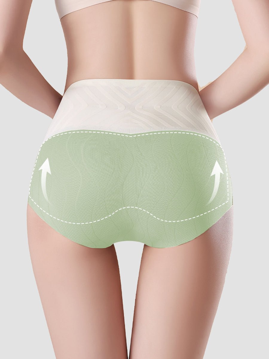 4 Pieces Women Artsy Colorblock High Waist Underwear
