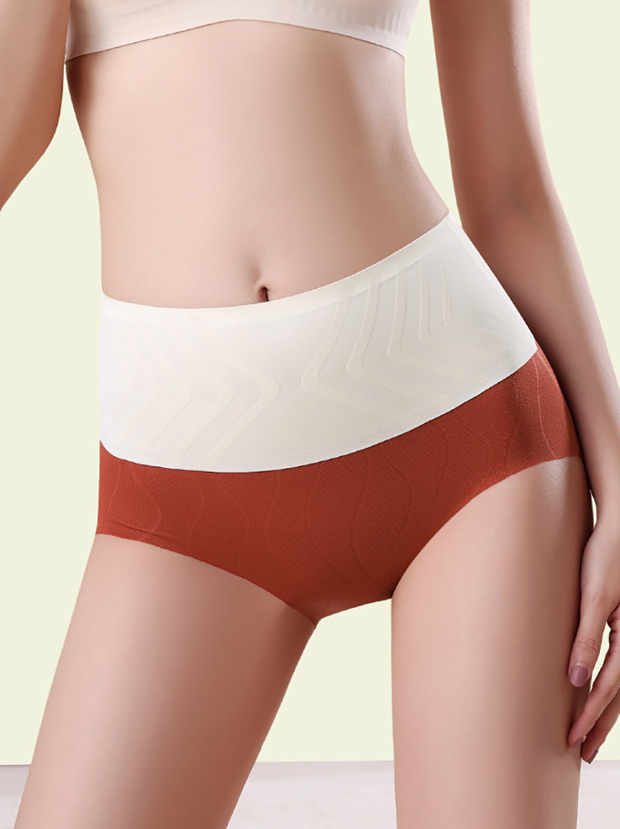 4 Pieces Women Artsy Colorblock High Waist Underwear