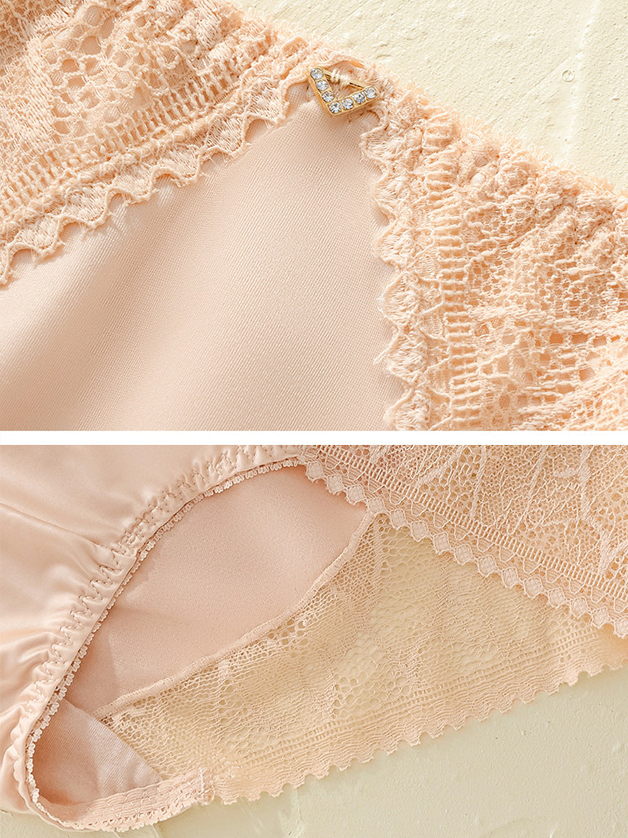 4 Pieces Women Artsy Lace Spliced High Waist Underwear