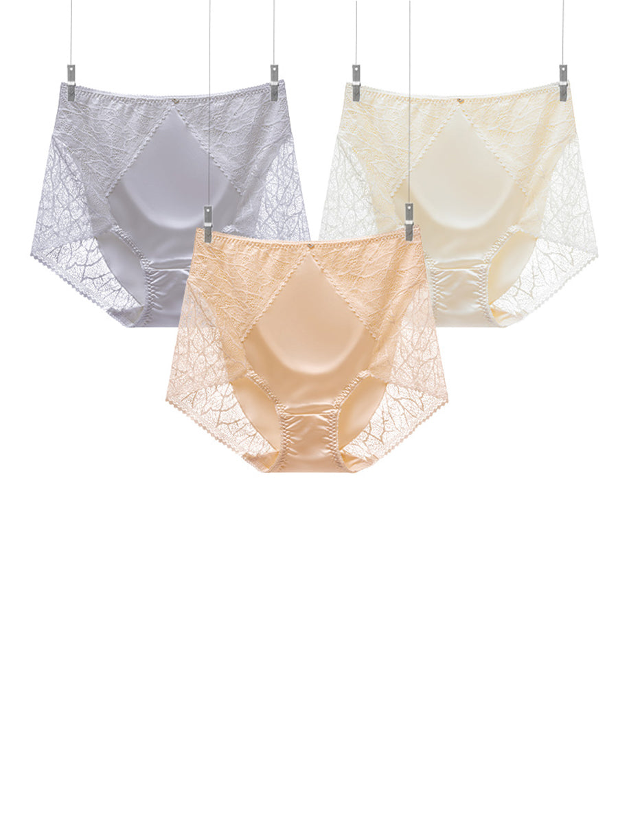4 Pieces Women Artsy Lace Spliced High Waist Underwear