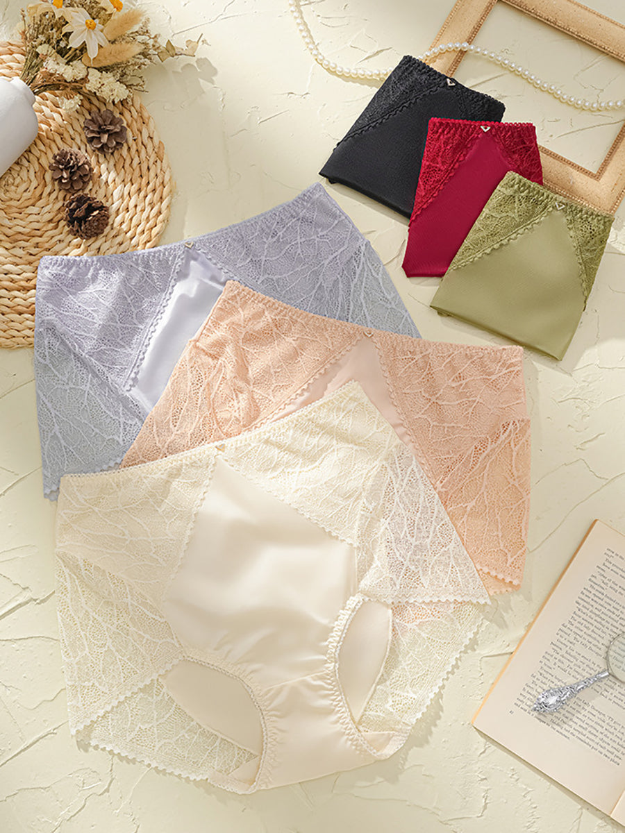 4 Pieces Women Artsy Lace Spliced High Waist Underwear