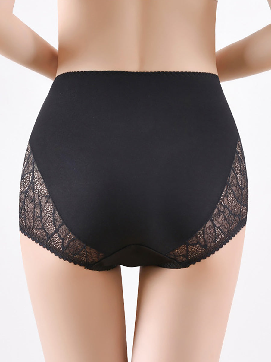 4 Pieces Women Artsy Lace Spliced High Waist Underwear