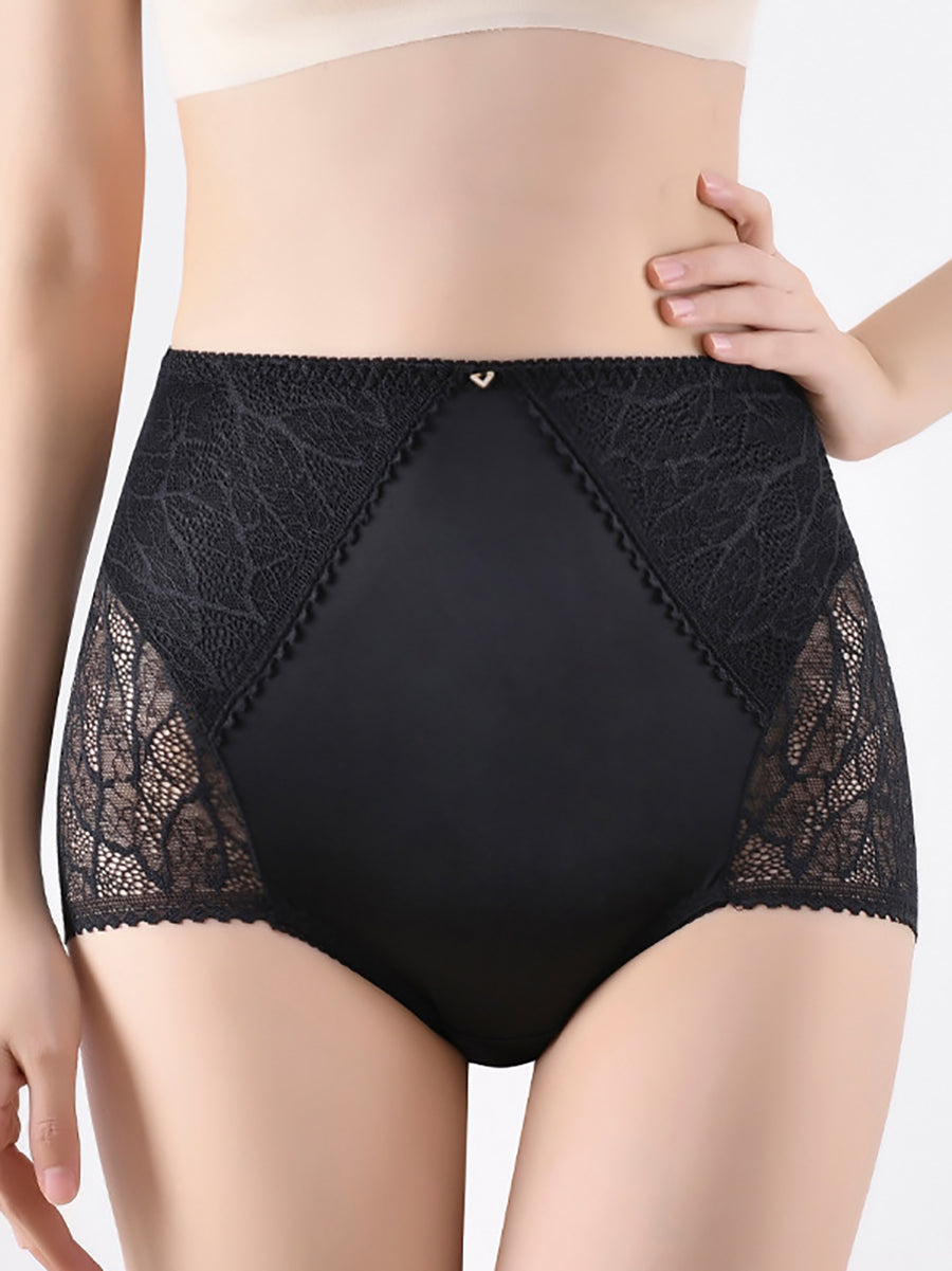 4 Pieces Women Artsy Lace Spliced High Waist Underwear