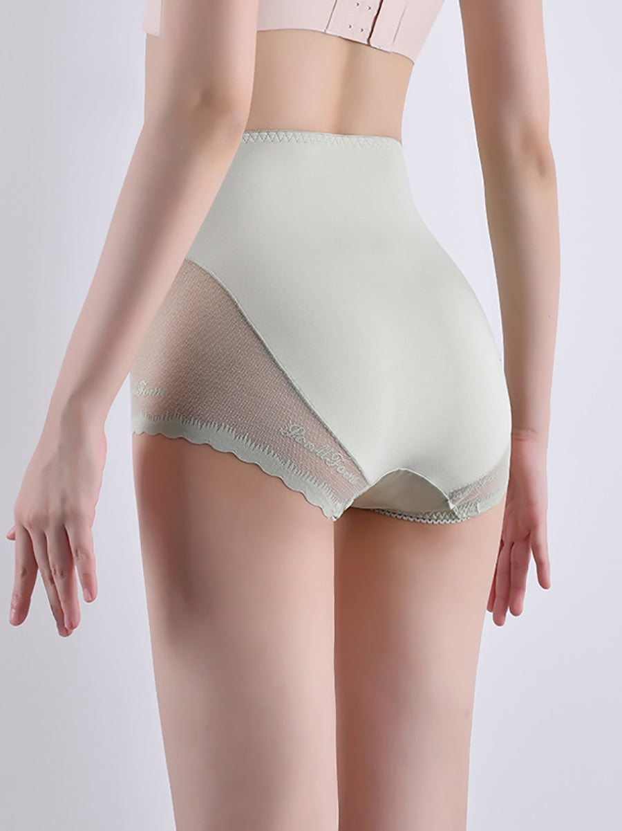 4 Pieces Women Artsy Flower Lace High Waist Underwear