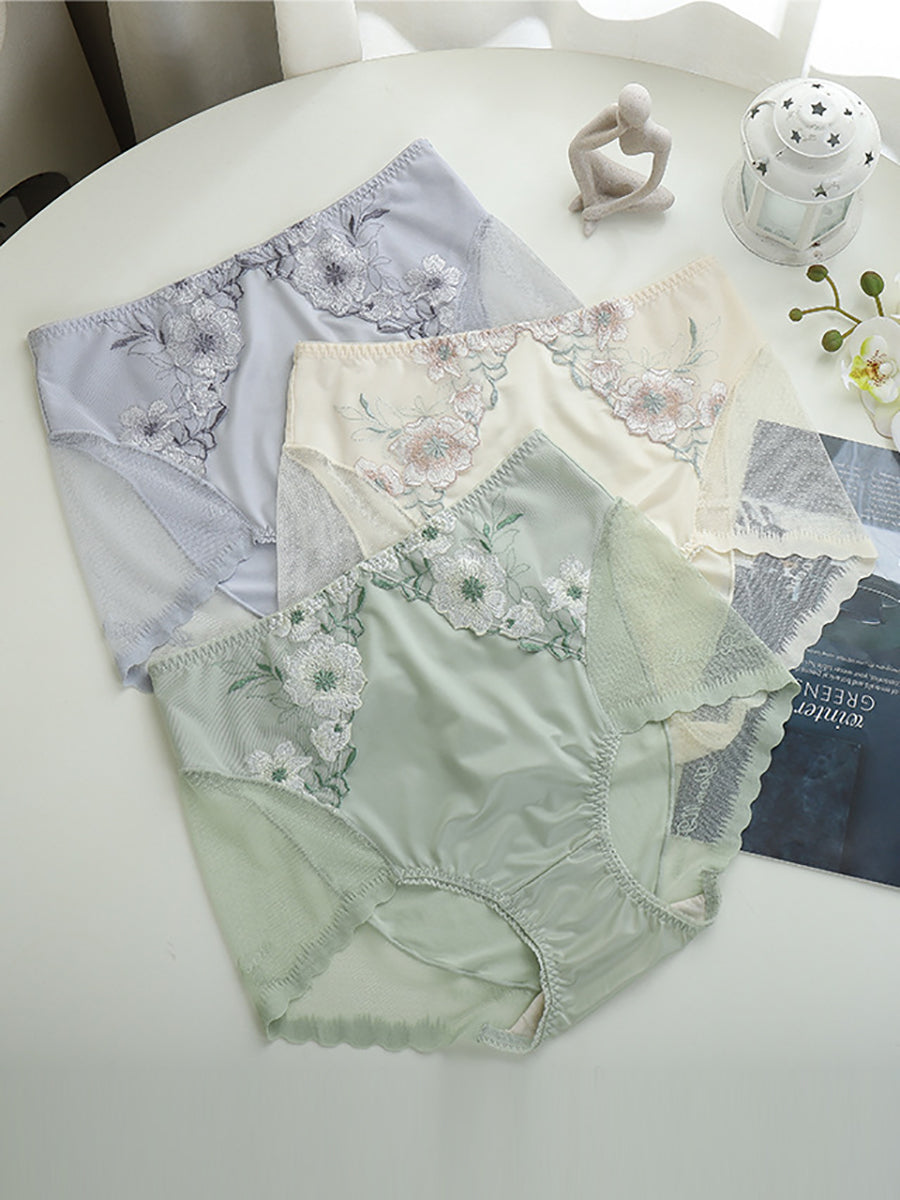 4 Pieces Women Artsy Flower Lace High Waist Underwear Main image
