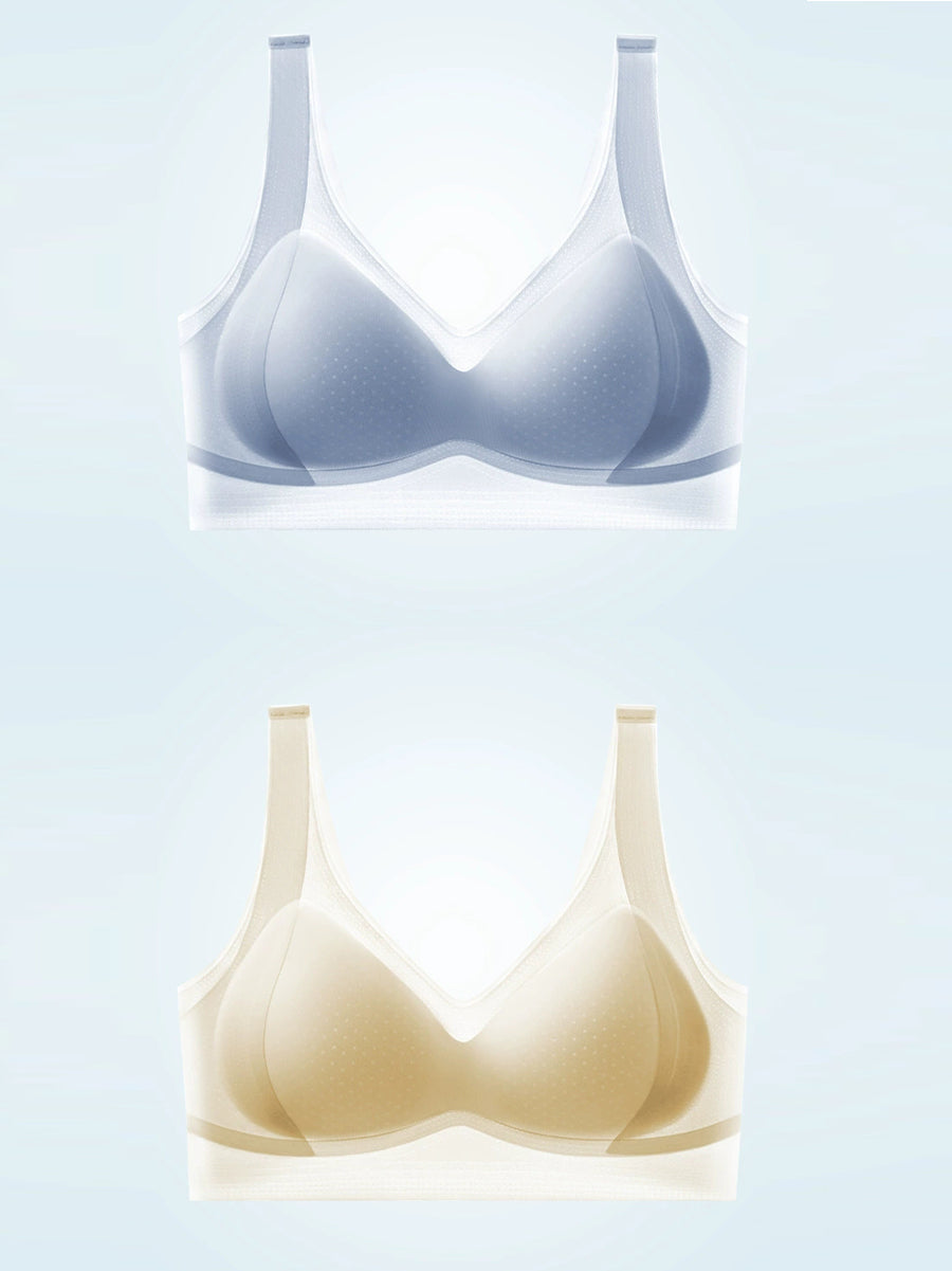 2 Pieces Women Casual One-piece Thin Wireless Bra