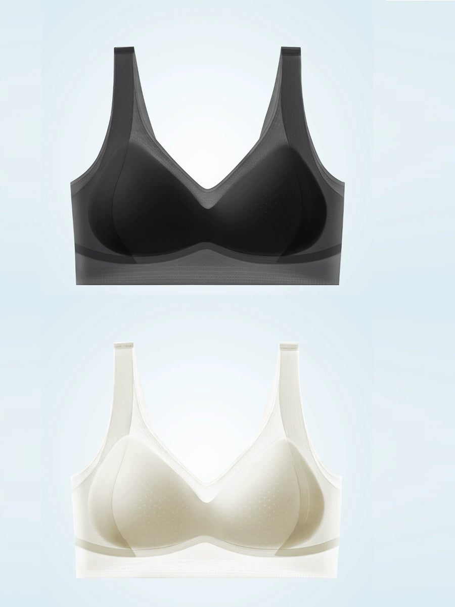 2 Pieces Women Casual One-piece Thin Wireless Bra