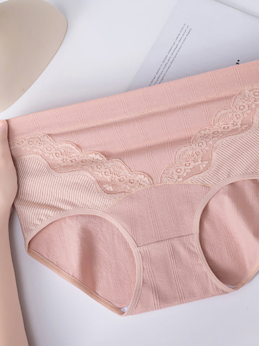 4 Pieces Women Artsy Lace Spliced High Waist Underwear
